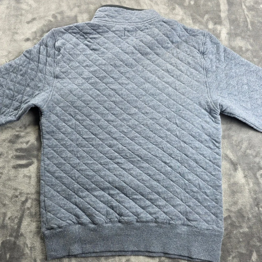 NEW Faherty Epic Quilted Fleece Pullover Mens Small Blue Diamond Snap Mock‎ Neck